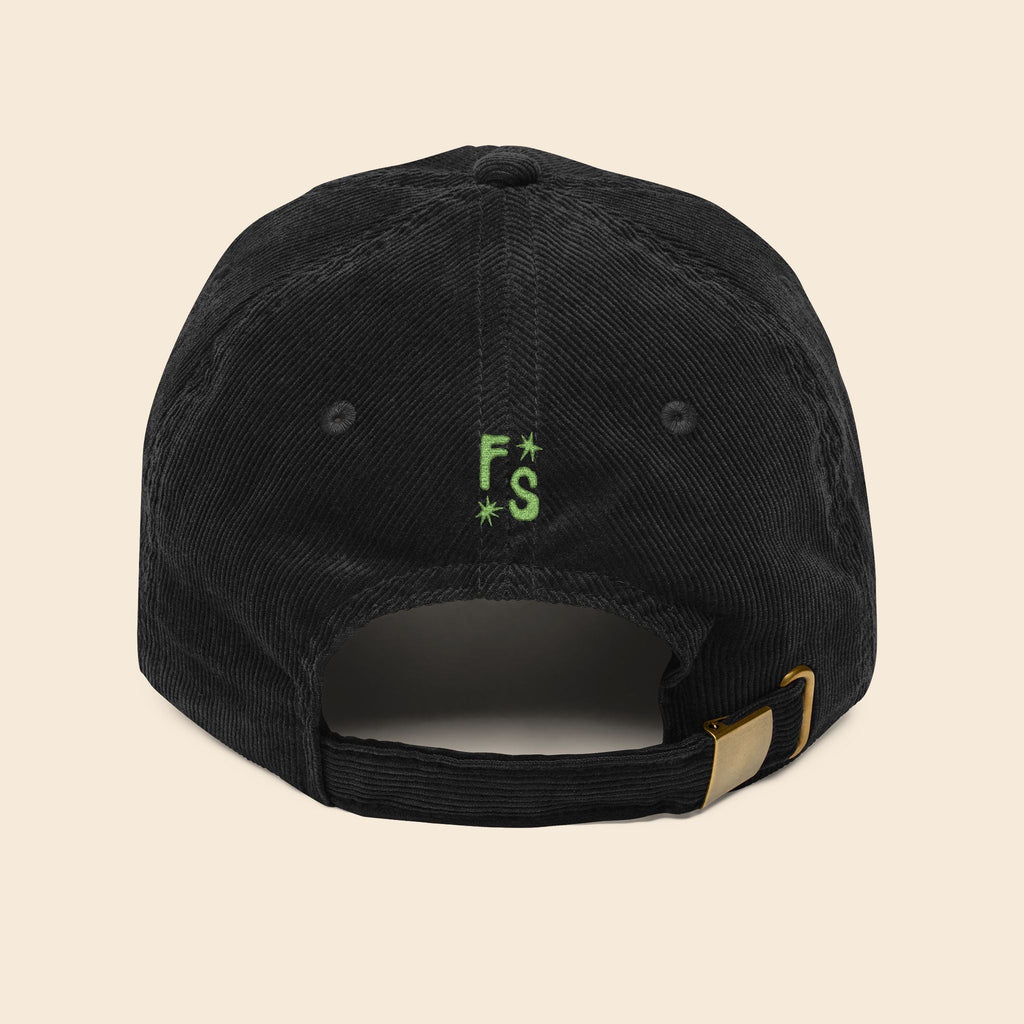Clever Girl | Black Embroidered Corduroy Cap