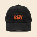 Clever Girl | Black Embroidered Corduroy Cap