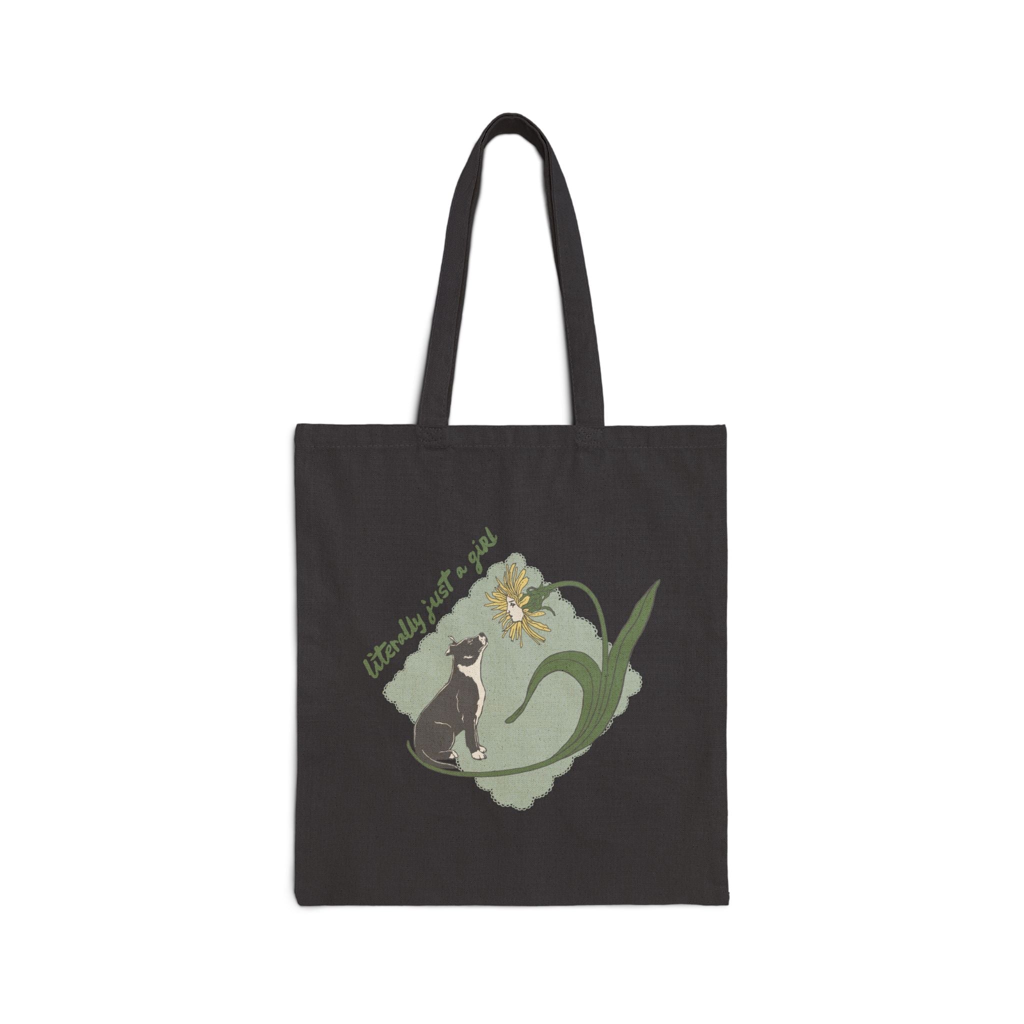 Literally Just a Girl Pit Bull Flower | Canvas Tote Bag