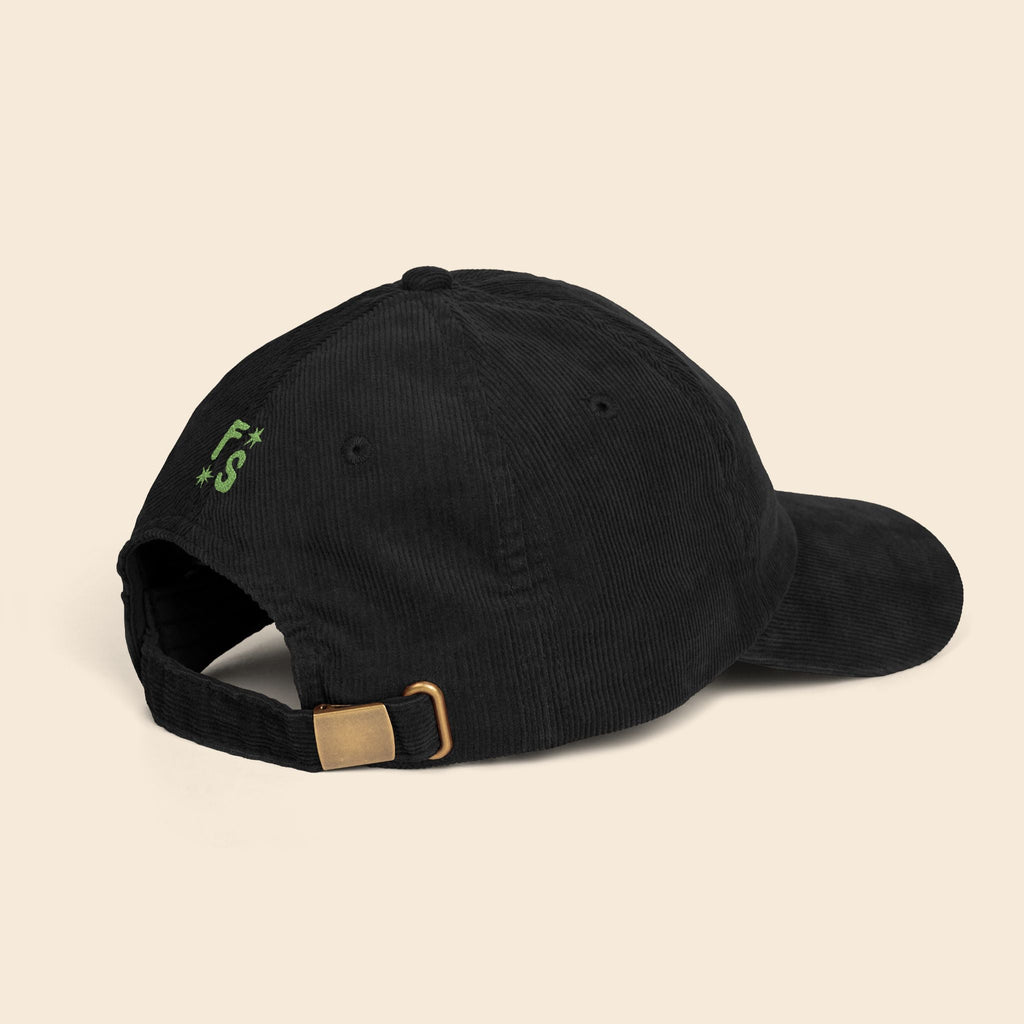 Clever Girl | Black Embroidered Corduroy Cap