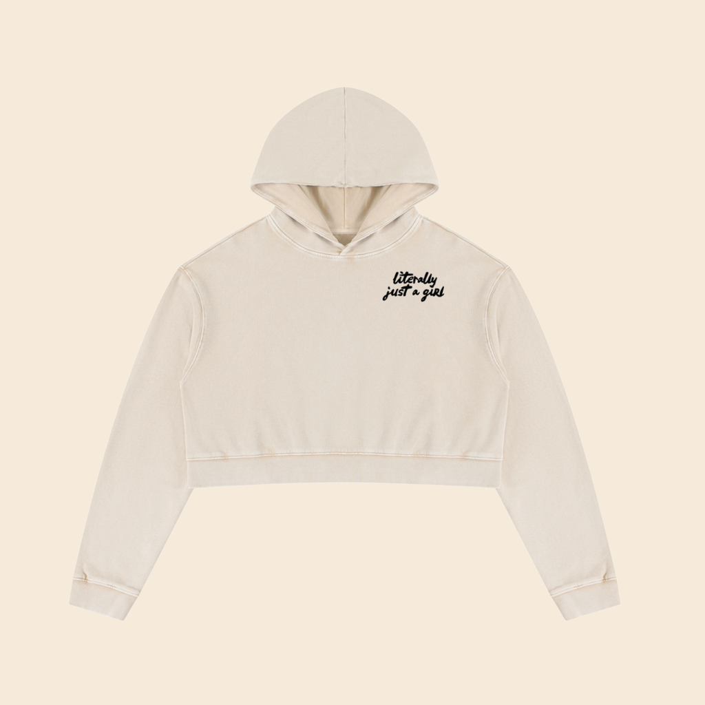 Literally Just a Girl | Mineral Washed Crop Hoodie