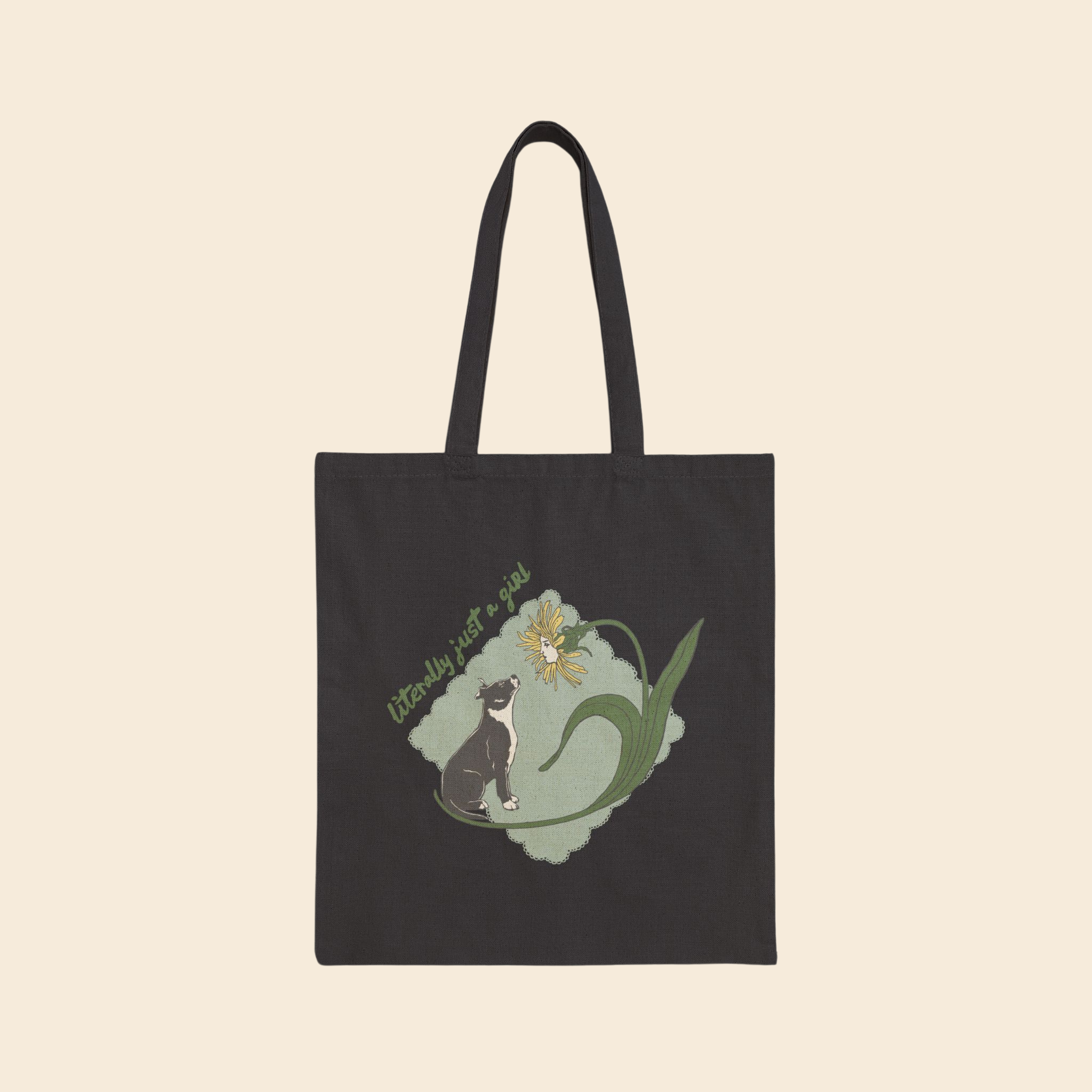 Literally Just a Girl Pit Bull Flower | Canvas Tote Bag
